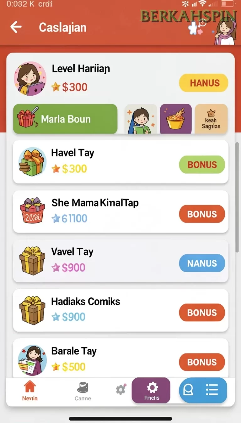 Cuplikan layar PGSPLAY — menu navigasi